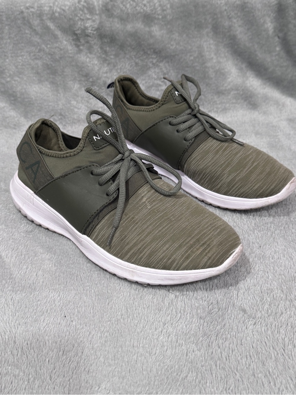 Nautica Olive Green and White Athletic Sneakers